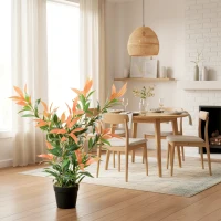 HOMCOM Kunstmatige Glansmispel 90 cm kunstplant met 300 bladeren, aanpasbare takken, 45 x 45 x 90 cm, Rot+Grün(m-9)