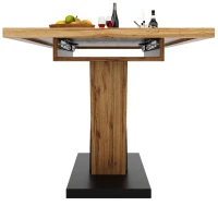 4–6 Seats Extendable Dining Table with Smart Telescopic Extension, Kitchen Table with Marbled MDF Top, 120-160L x 75W x 75.5H cm, Natural(m-11)