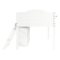 3ft Single Storage Bed with Built-in Blackboard for Drawing, High Sleeper Bed with 2-Step Inclined Staircase, 196.5L x 132W x 96H cm, White+Black(m-11)