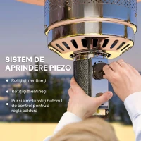 Outsunny Încălzitor de Exterior de 11 KW Reglabil, cu Roți 82 x 82 x 223 cm, Maro Închis(m-6)