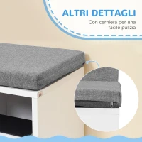 HOMCOM Libreria Moderna a 5 Ripiani Aperti con 2 Cuscini, in Legno, 108x30x60 cm, Grigio(m-7)