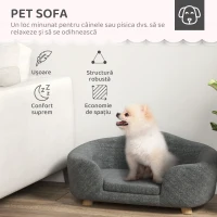 PawHut Culcus pentru Caini de Talie Mica, Canapeluta pentru Caini de Interior cu Perna Lavabila, 70x47x30cm - Gri Antracit(m-5)