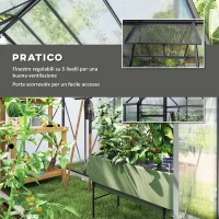 Outsunny Serra in Policarbonato e Alluminio con Finestra Apribile e Porta Scorrevole, 190x253x199 cm, Grigio Scuro(m-5)