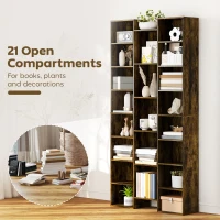 HOMCOM 21-Compartment Bookshelf - Brown(m-4)