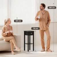 HOMCOM Mesa de Apoio com Gaveta e Prateleira de Armazenamento Estilo Moderno 30x30x75 cm Preto(m-8)