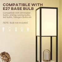 HOMCOM Floor Lamp with Shelves, 3 Layer Column Modern Standing Lamp for Living Room, Bedroom, Office, Bulb not Included, Black(m-6)