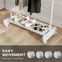 HOMCOM Uscător Vertical Extensibil cu Roți și Raft pentru Încălțăminte Alb(m-5)
