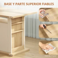 HOMCOM Isla de Cocina para 4-6 Personas con 4 Puertas Compartimentos Abiertos Estante Ajustable 110x70x75,5 cm Roble y Blanco(m-7)