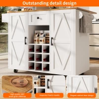 Modern Kitchen Island and Serving Trolley with Castors, Extendable Fold‑Out Dining Table with Side Shelves, 137.5L x 40-65W x 95.5H cm, White(m-4)