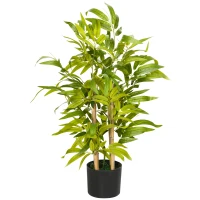HOMCOM Plantă Artificială de Bambus, Înălțime 60 cm, din Poliester și PP, Verde, cu Vas de Ciment Ø15x12.5 cm(m-10)