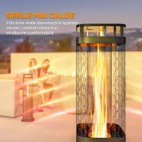 Outsunny Sobă pe Peleți pentru Exterior cu Bază Antiderapantă și Tub de Sticlă și Metal(m-4)