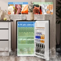 HOMCOM Frigorífico Pequeno com Congelador 91L Silencioso Porta Reversível Temperatura Regulável e Prateleiras Ajustáveis Preto(m-4)