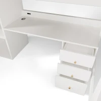 Kids' High Sleeper Loft Bed with Built-in Storage and Soft‑Close Drawers, Bunk Bed with USB/Type‑C Charging, 196L x 108W x 175H cm, White(m-10)