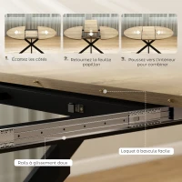 HOMCOM Table à manger extensible ovale pour 4 à 6 personnes, table de cuisine avec rallonge 100-135 cm, effet bois naturel(m-5)