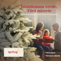 HOMCOM Pom de Crăciun înzăpezit 150 cm cu Bază Metalică Pliabilă(m-4)