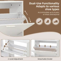 5‑in‑1 Space-Saving Entryway Storage with Coat Hooks, Hall Tree Coat Rack with Shoe Bench, Full-Length Mirror, 135L x 25W x 180H cm, White(m-5)