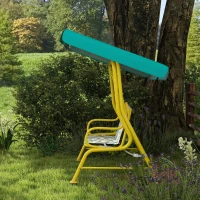 AIYAPLAY Balanço Infantil Estilo Hollywood de 2 Lugares com Toldo Solar Ajustável e Cinto de Segurança para 3-6 anos até 60 kg 112x75x120 cm Verde(m-4)