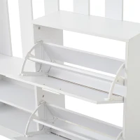 5‑in‑1 Space-Saving Entryway Storage with Coat Hooks, Hall Tree Coat Rack with Shoe Bench, Full-Length Mirror, 135L x 25W x 180H cm, White(m-8)