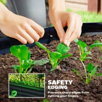 Outsunny Pat înălțat cu spalier, jardiniere metalice cu mănuși cutie de grădină 160 x 90 x 180 cm, Gri închis(m-4)