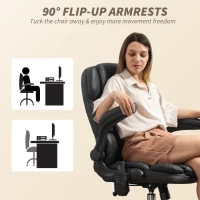 HOMCOM Scaun de Birou Masant și Încălzit cu Brațe Pliabile Negru(m-5)