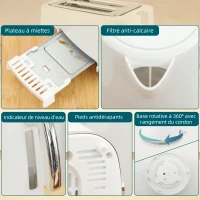 HOMCOM Ensemble bouilloire et grille-pain, bouilloire en acier 1,7 L et 2200 W et grille-pain à 2 tranches, blanc(m-9)