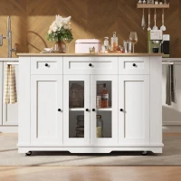 Modern Kitchen Island and Serving Trolley with MDF Worktop, Extendable Fold‑out Dining Table with Drawer, 151.5L x 60W x 91.5H cm, White(m-1)