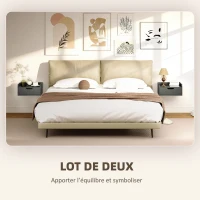 HOMCOM Lot de 2 tables de chevet murales tables de nuit suspendues tiroir plateau aspect bois dim. 40L x 30l x 19,5H cm(m-4)