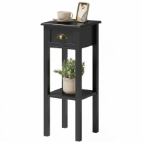 HOMCOM Mesa de Apoio com Gaveta e Prateleira de Armazenamento Estilo Moderno 30x30x75 cm Preto(m-11)