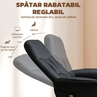 HOMCOM Fotoliu Relaxant cu Suport pentru Picioare, Reclinabil 145° cu Șezut Rotativ, cu 10 Puncte de Masaj, Negru(m-6)