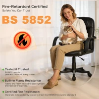 HOMCOM Executive Office Chair for Home, Mid Back PU Leather Computer Desk Chair for Adults with Arm, Wheels, Black(m-8)