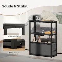 HOMCOM Beistelltisch Sofatisch mit Steckdosenleiste, Ablage, für Kleine Räume, 45x18x60,2cm, Schwarz(m-7)