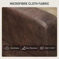 HOMCOM Divan cu 2 Locuri în Material Textil Efect Piele și Picioare din Lemn Maro(m-7)