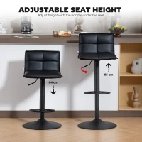 HOMCOM Set of Two Modern Faux Leather Bar Stools - Black(m-5)