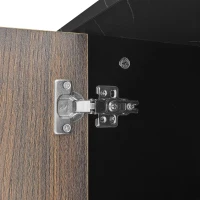 Modern TV Cabinet with 2 Wood-Grain Doors and 2 Open Shelves, TV Stand for Robot Vacuum Cleaners, 200L x 38W x 50H cm, Black+Wood(m-7)