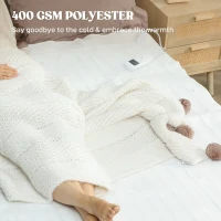 Pătură Încălzitoare HOMCOM 160x140 cm cu 5 Nivele de Căldură Alb(m-4)