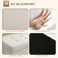 HOMCOM Taburet depozitare 80L, material textil, picioare lemn, 118x42x45 cm, crem(m-6)