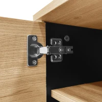 Modern TV Cabinet with 2 Doors, Slatted Front, Spacious Compartment, TV Stand for versatile organised storage, 170L x 4W x 50.5H cm, Black+Wood(m-7)