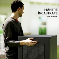 Outsunny Cufăr de Exterior de 93L cu Mânere Integrate și Cârlig pentru Lacăt, 56x41x50 cm, Negru(m-5)