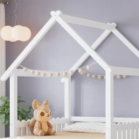 3ft Single Wooden Bed with Pull-Out Trundle and Sturdy Plywood Slats, Versatile Bed Frame for Bedrooms, 197L x 107.5W x 139H cm, White(m-7)