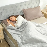 HOMCOM Heated Blanket 180 x 130cm, Electric Throw Blanket with 10 Heat Levels and 10H Timer, Machine Washable Flannel and Cotton Velvet with Overheat Protection, Grey(m-8)