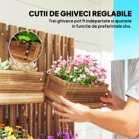 Outsunny Jardinieră Verticală cu 3 Vase Detașabile și Orificii de Drenaj, 60x16x80 cm, Maro(m-5)