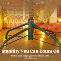 HOMCOM Brad de Crăciun Înzăpezit, cu Bază Metalică Pliabilă, 210cm(m-8)