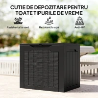 Outsunny Cufăr de Exterior de 93L cu Mânere Integrate și Cârlig pentru Lacăt, 56x41x50 cm, Negru(m-7)