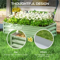 Outsunny Raised Beds for Garden, Galvanised Outdoor Planters, for Herbs and Vegetables, Use for Patio, Garden, Balcony, Green(m-7)