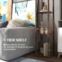 HOMCOM Three-Shelf Standing Lamp - Rustic Brown/White(m-6)