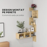 Raft de depozitare HOMCOM MDF cu rafturi deschise pentru sufragerie si dormitor, 80x20x128,5 cm, de culoare stejar(m-4)