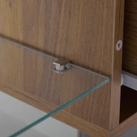 Modern TV Stand with 2 Drawers and 5 Open Compartments, TV Cabinet with App-controlled LED Lights, 160L x 40W x 42H cm, White+Wood(m-9)