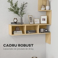 Raft de depozitare HOMCOM MDF cu rafturi deschise pentru sufragerie si dormitor, 80x20x128,5 cm, de culoare stejar(m-5)