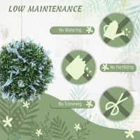 HOMCOM Set of 2 Artificial Plant Topiary Balls, UV-protected Fake Decorative Plants, Blue(m-5)