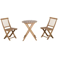 Outsunny Bistro-Set Balkon-Set Balkontisch mit Stühlen, Massivholz, wetterbeständig, 60 cm x 60 cm x 74 cm, Braun(m-1)